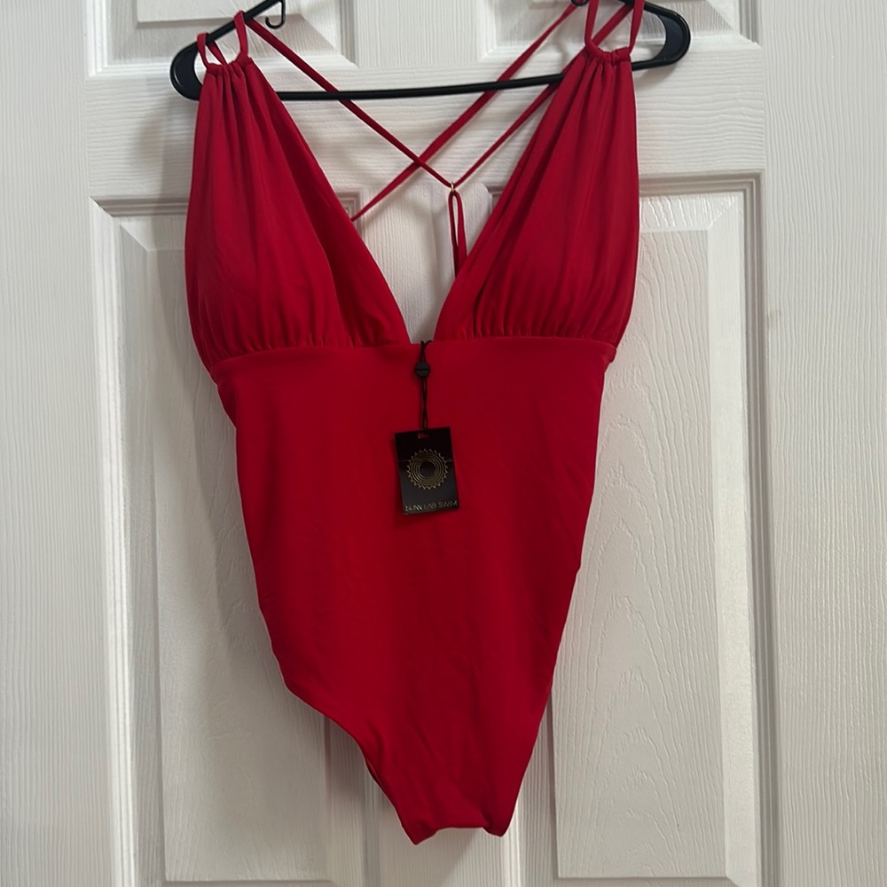 NWT Women’s Large Sunn Lab red one piece swimsuit